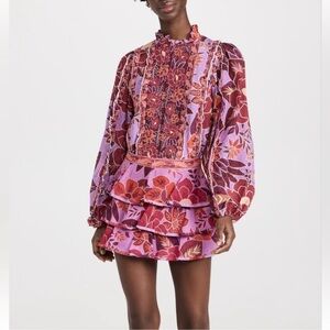 FARM Rio tiered floral mini skirt size XS